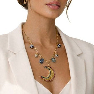 Bohemian Celestial Crescent Moon Necklace