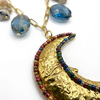 Bohemian Celestial Crescent Moon Necklace
