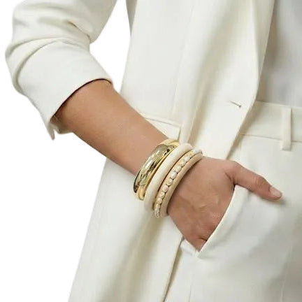 Beige Elegant Braided Bangles