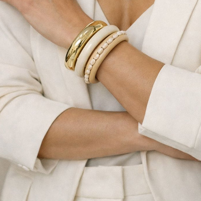 Beige Elegant Braided Bangles