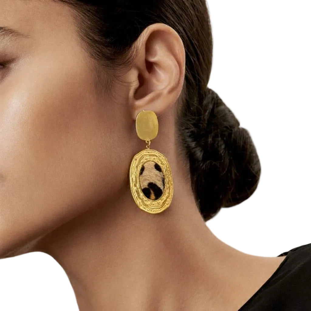 Leopard Print Oval Earrings