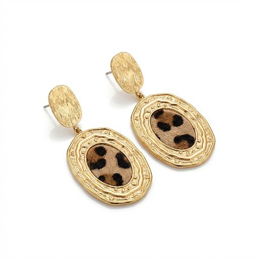Leopard Print Oval Earrings