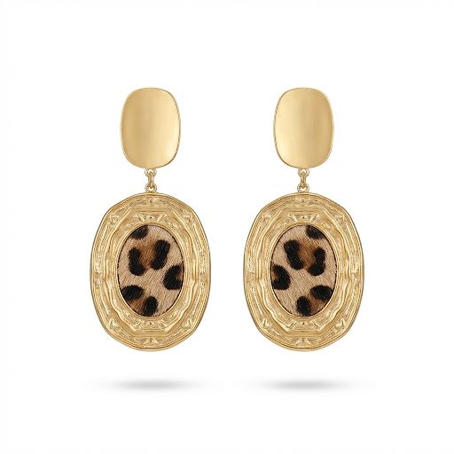 Leopard Print Oval Earrings