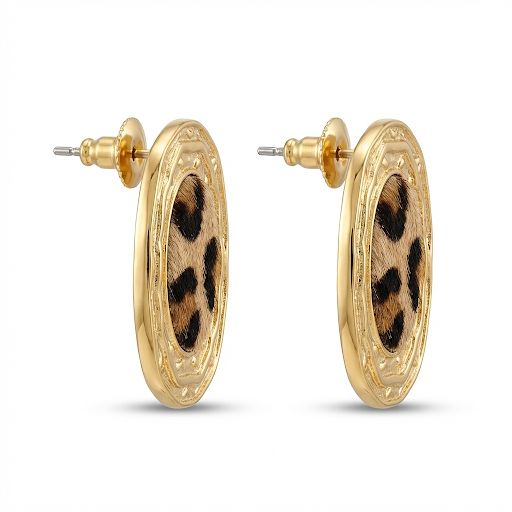 Leopard Print Oval Earrings