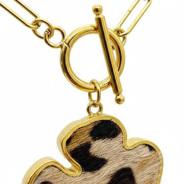 Leopard Clover Pendant Necklace