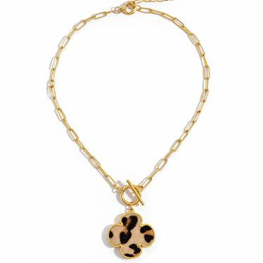 Leopard Clover Pendant Necklace