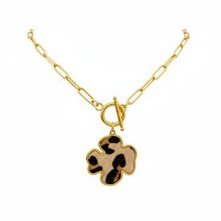 Leopard Clover Pendant Necklace
