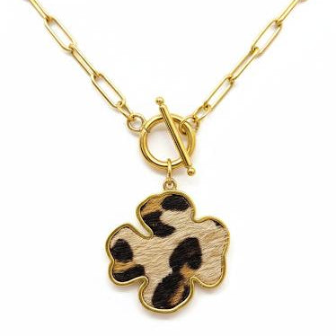 Leopard Clover Pendant Necklace