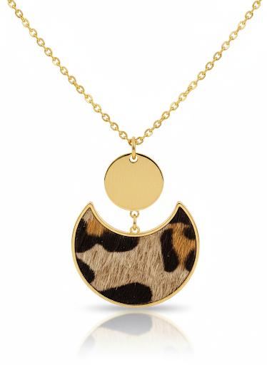 Leopard Print Crescent Moon Necklace