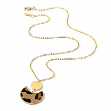 Leopard Print Crescent Moon Necklace