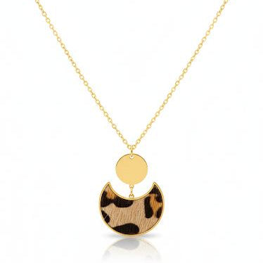 Leopard Print Crescent Moon Necklace
