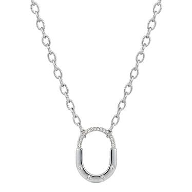 Silver Oval Horseshoe Necklace