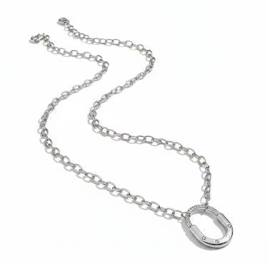 Silver Oval Horseshoe Necklace