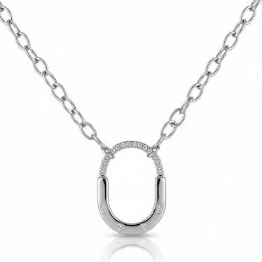 Silver Oval Horseshoe Necklace
