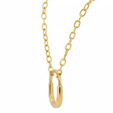 Gold Pave Oval Horseshoe Necklace