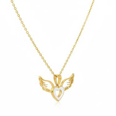 White Heart Wing Necklace