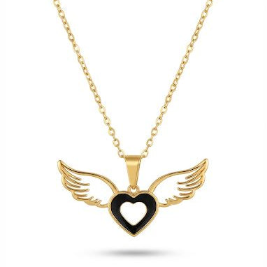 Black Heart Wing Necklace