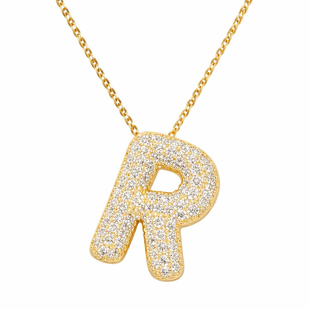 Bubble Iced Letter Necklace "R"