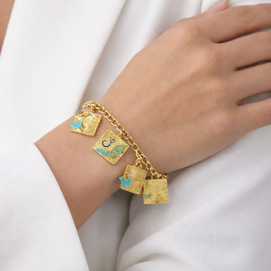 Square Charms Boho Bracelet