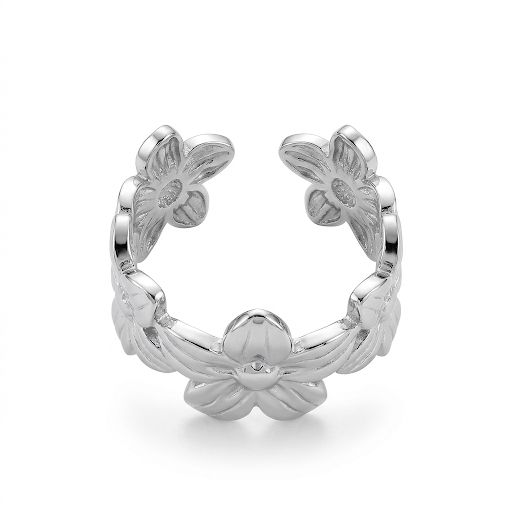 Silver Floral Band Ring