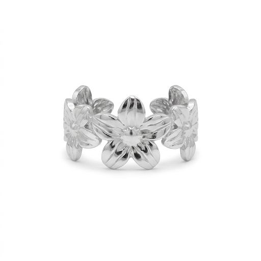 Silver Floral Band Ring