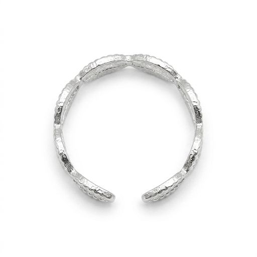 Silver Ribbed Adjustable Ring