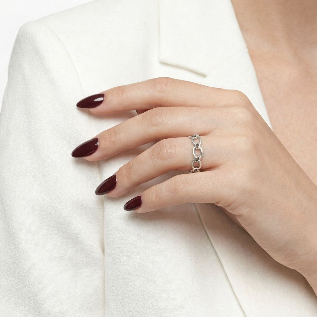 Silver Curb Chain Ring