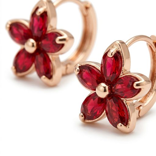 Ruby Flower Red Earrings