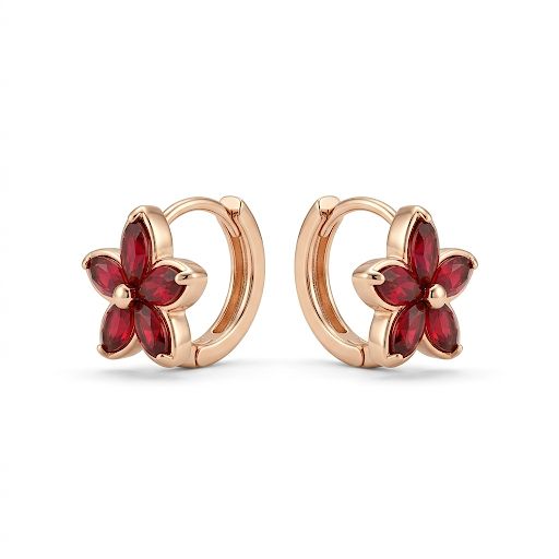 Ruby Flower Red Earrings