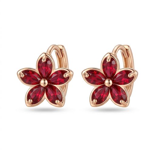 Ruby Flower Red Earrings