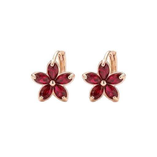 Ruby Flower Red Earrings