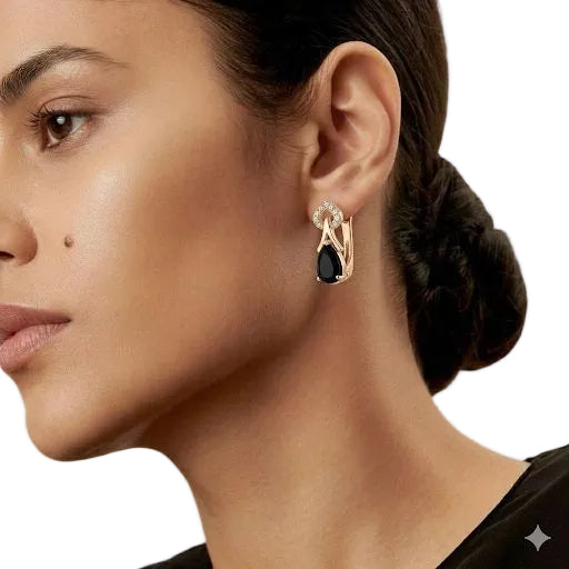 Black Onyx-Style Stones Earrings
