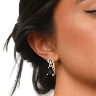 Black Onyx-Style Stones Earrings