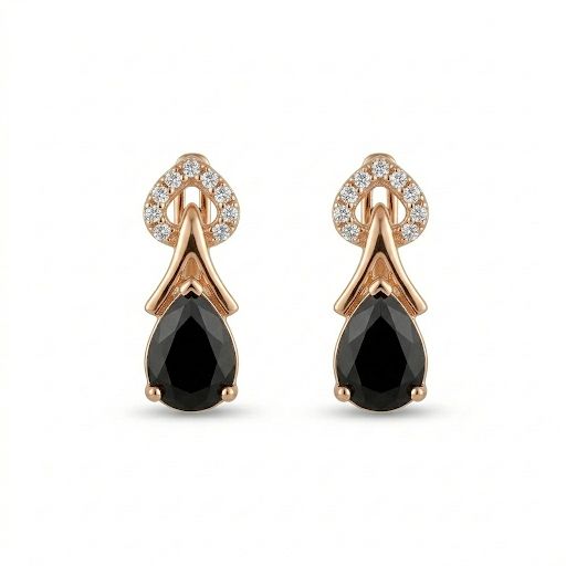 Black Onyx-Style Stones Earrings
