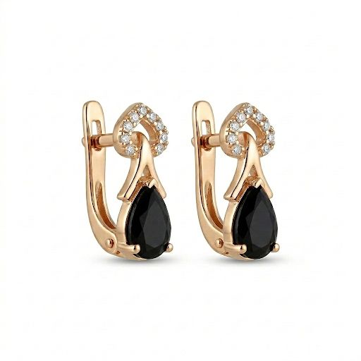 Black Onyx-Style Stones Earrings