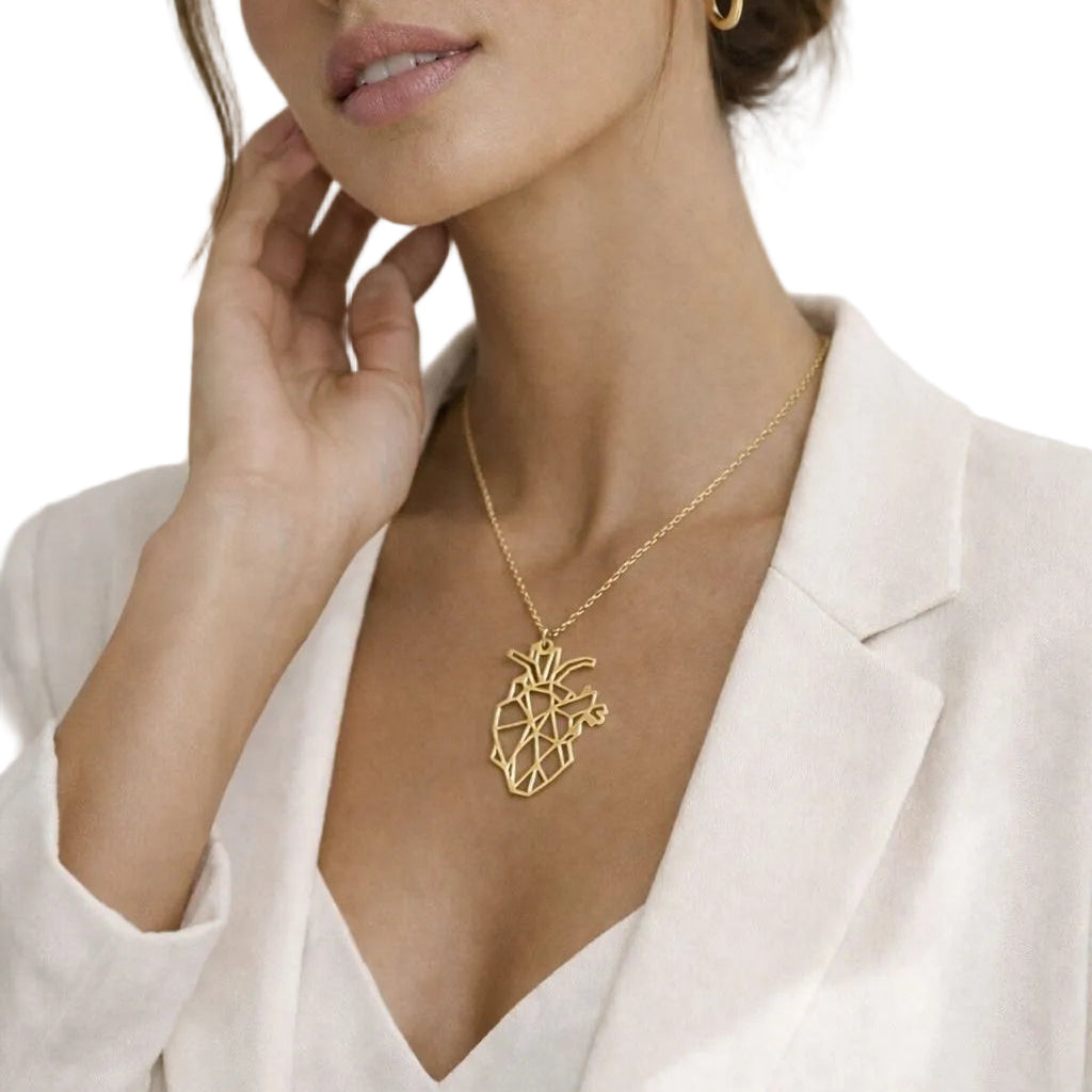 Geometric Heart Pendant Necklace.