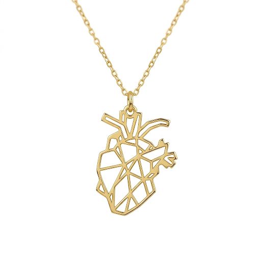 Geometric Heart Pendant Necklace.