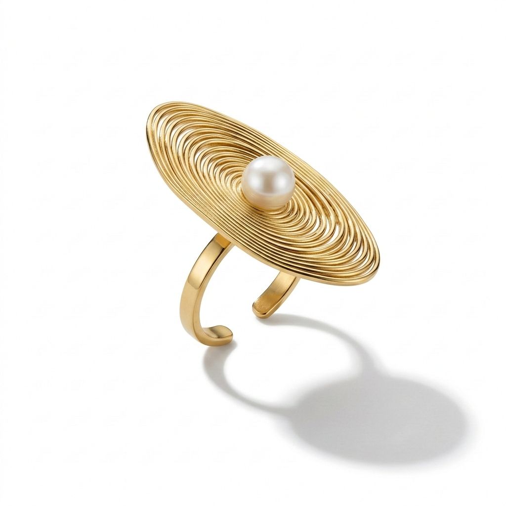 Spiral Oval Pearl Ring