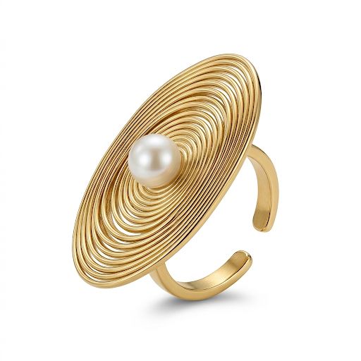 Spiral Oval Pearl Ring