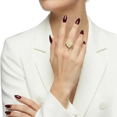 Heart Shaped Drop Ring With Pearls
