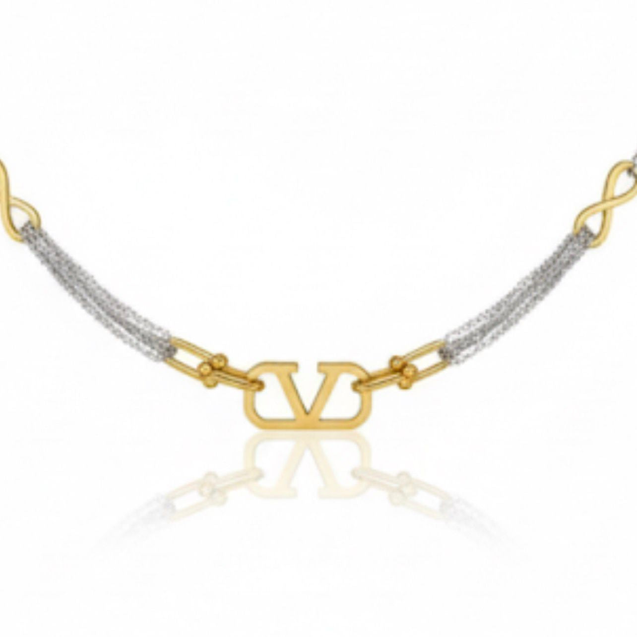 Silve x Gold V Infinity Necklace
