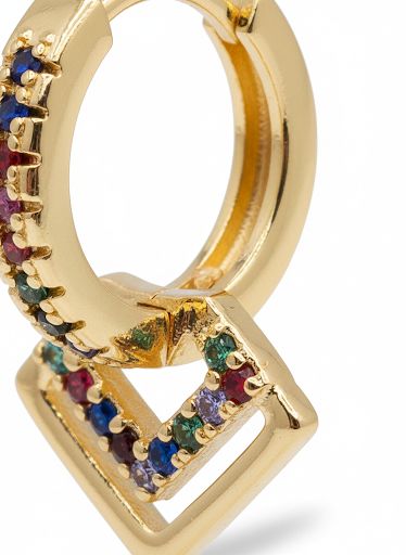 Colored Rhinestones Square Drop Hoop