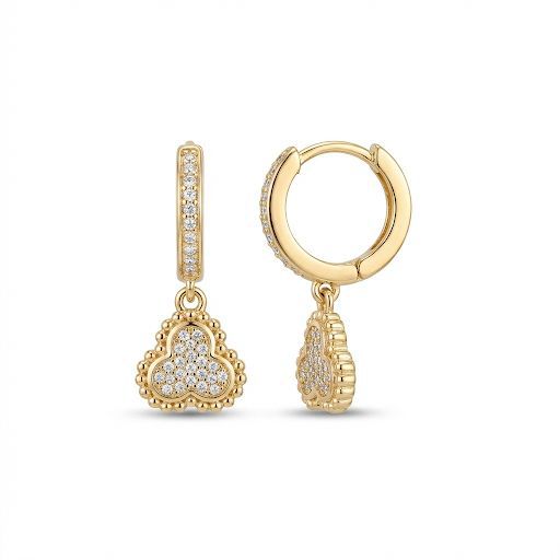 Clover Rhinestones Hoop Earrings