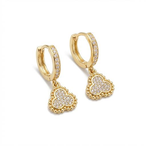 Clover Rhinestones Hoop Earrings