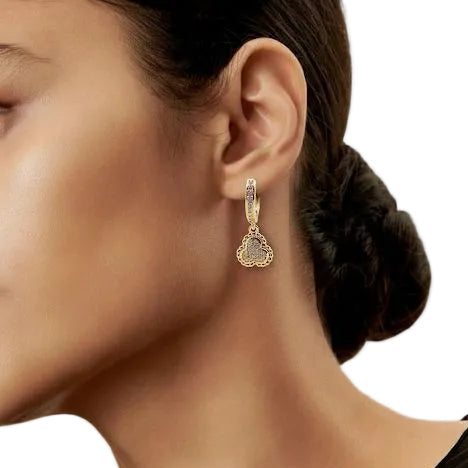 Clover Rhinestones Hoop Earrings