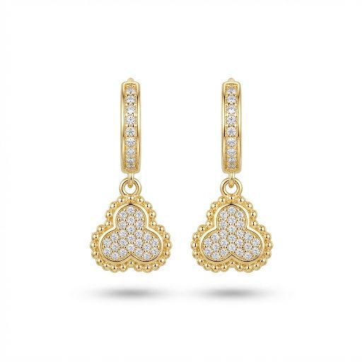 Clover Rhinestones Hoop Earrings
