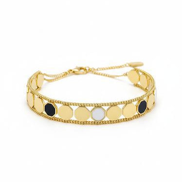 Double Layered Gold Disc Bracelet