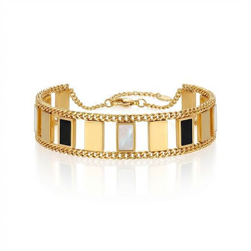 Double Layer Gold Rectangular Bar Bracelet