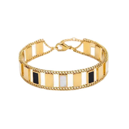 Double Layer Gold Rectangular Bar Bracelet