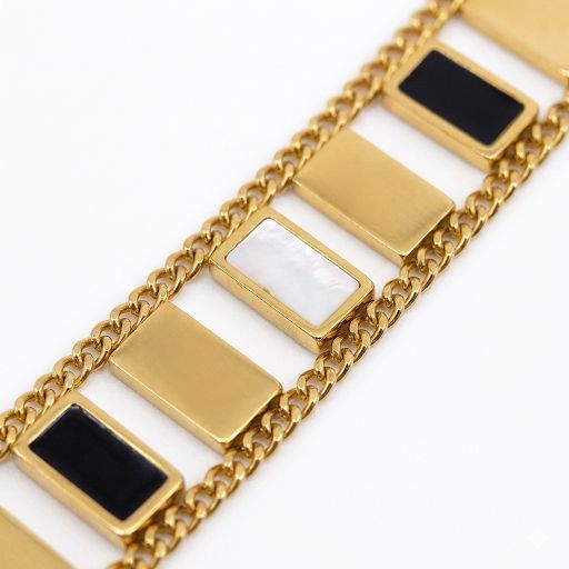 Double Layer Gold Rectangular Bar Bracelet